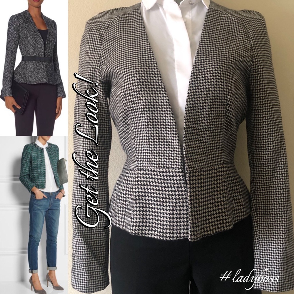 H&M Open Front Houndstooth Blazer